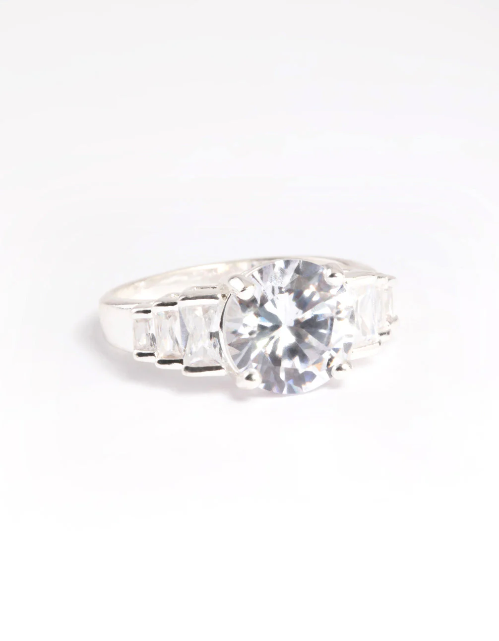Silver Plated Cubic Zirconia Solitaire Ring - Image 3