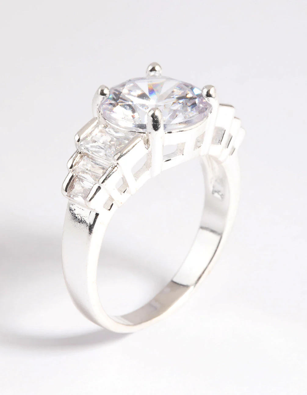 Silver Plated Cubic Zirconia Solitaire Ring - Image 4