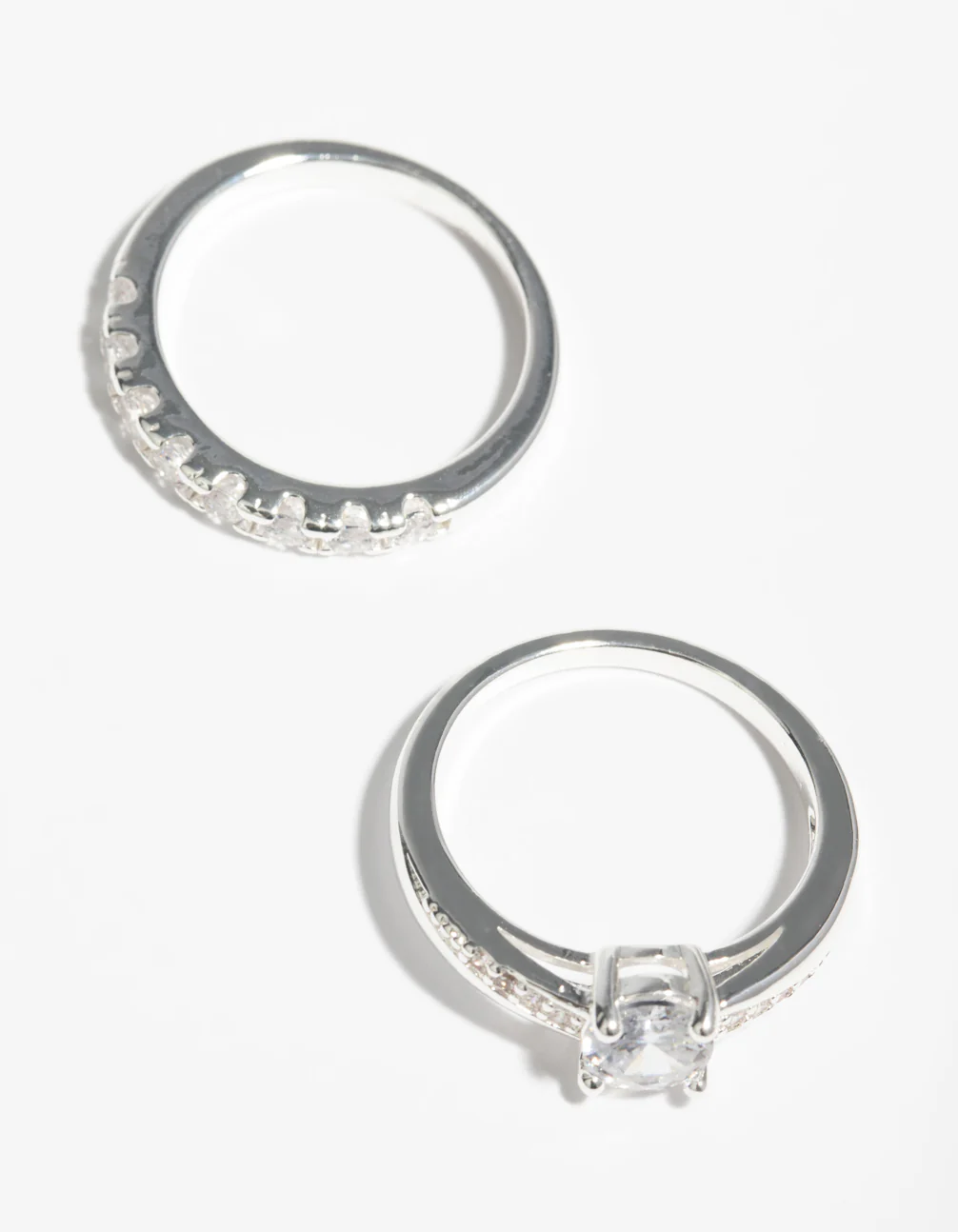 Silver Cubic Zirconia Engagement Ring Set - Image 3