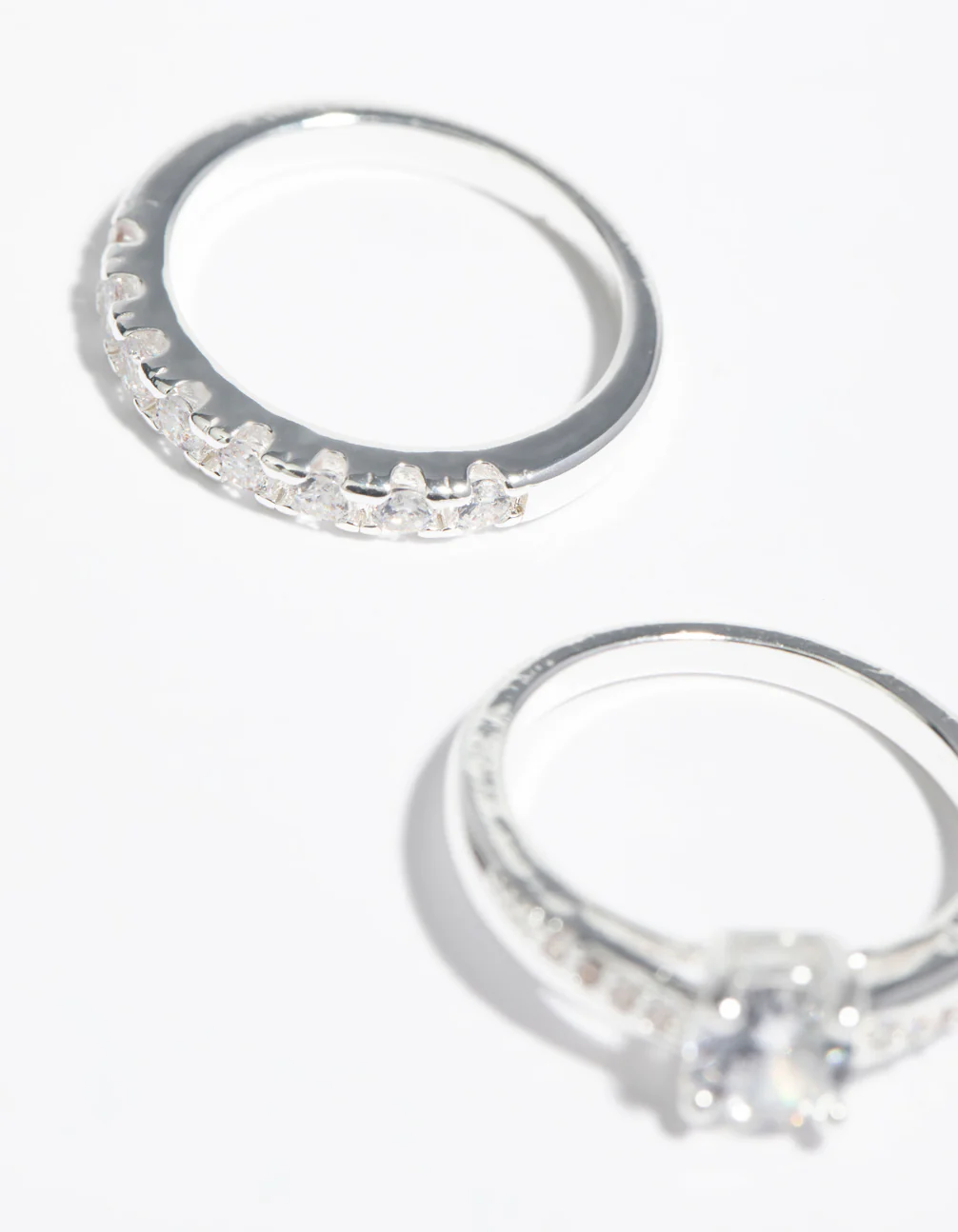 Silver Cubic Zirconia Engagement Ring Set - Image 4