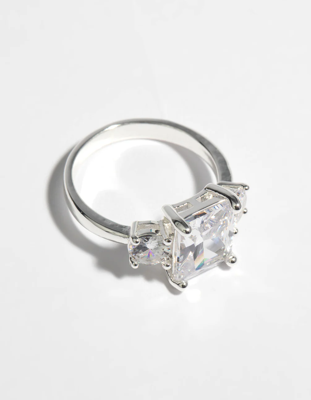 Silver Cubic Zirconia Engagement Ring - Image 3