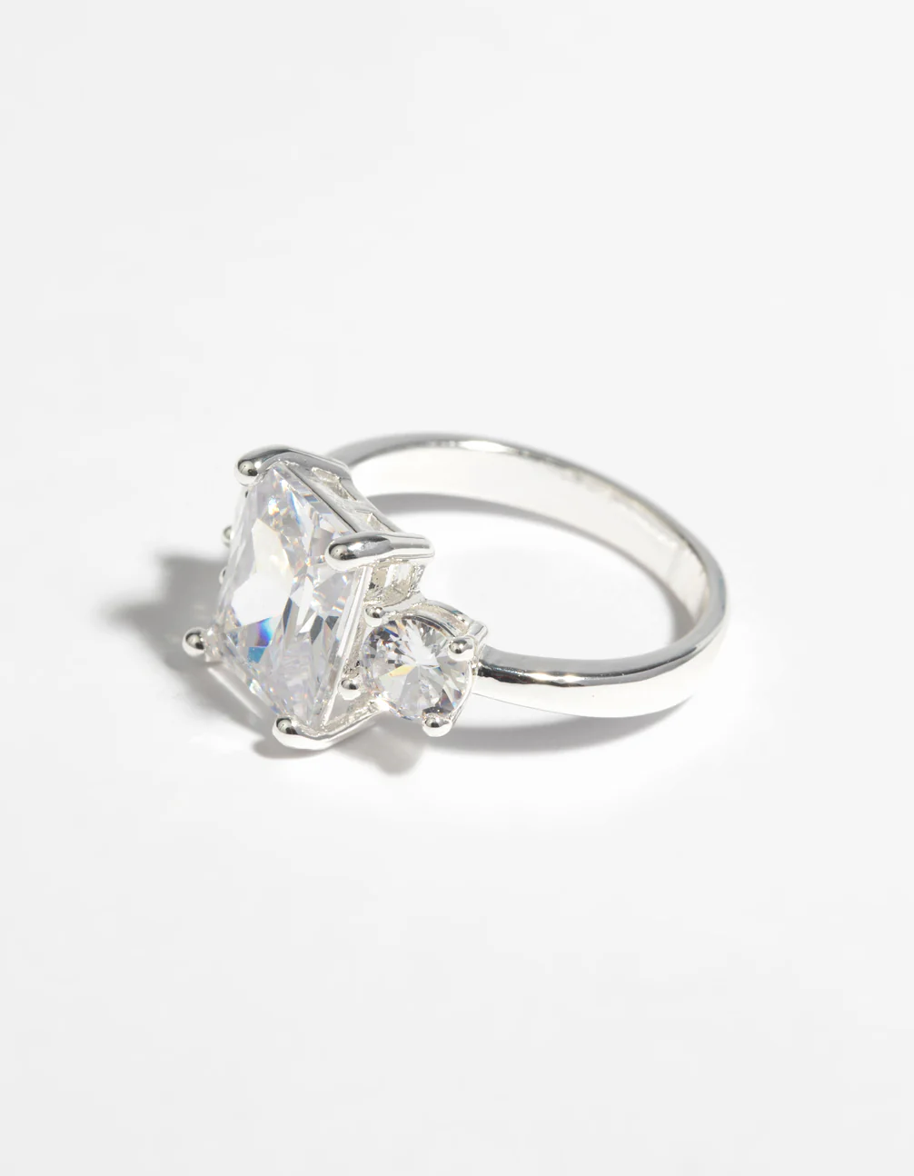 Silver Cubic Zirconia Engagement Ring - Image 4