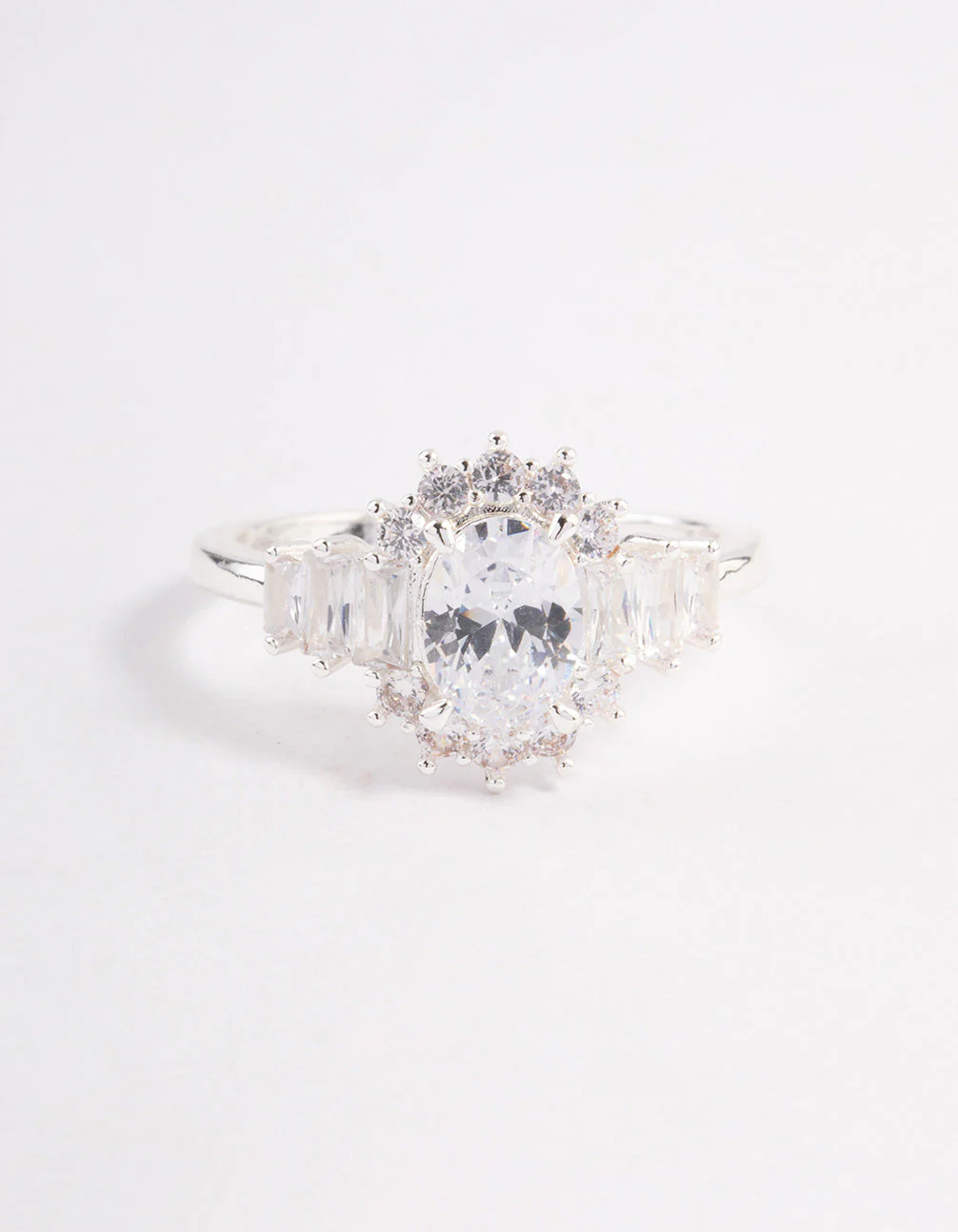 Silver Plated Oval Baguette Grand Ring - Image 3