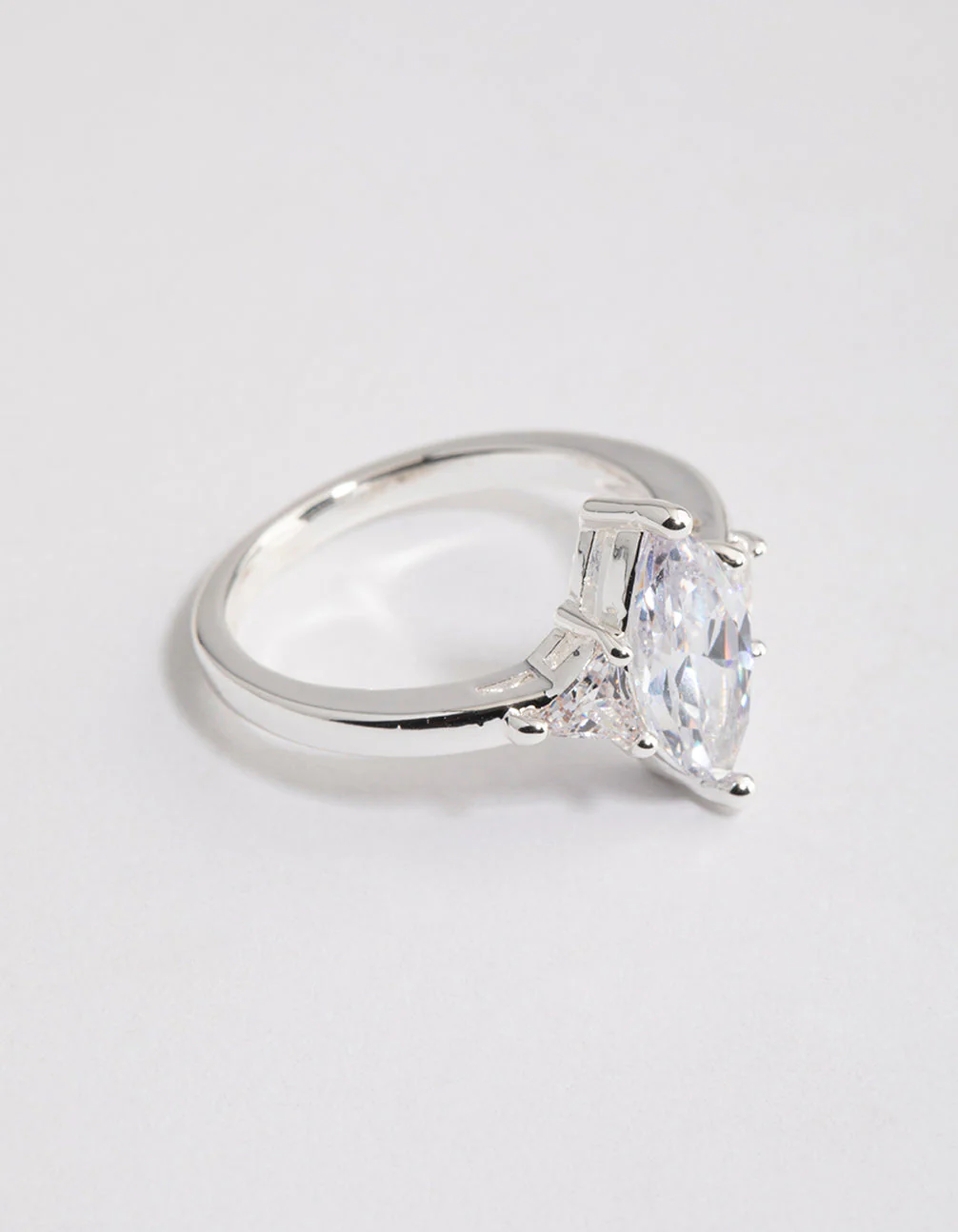 Silver Plated Precious Marquise Ring - Image 2