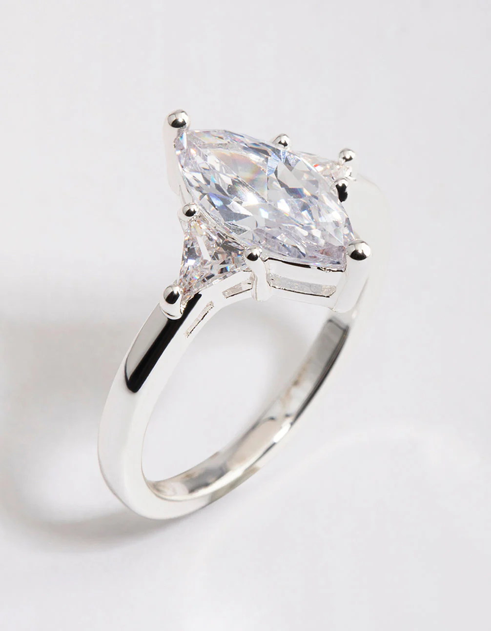 Silver Plated Precious Marquise Ring - Image 3