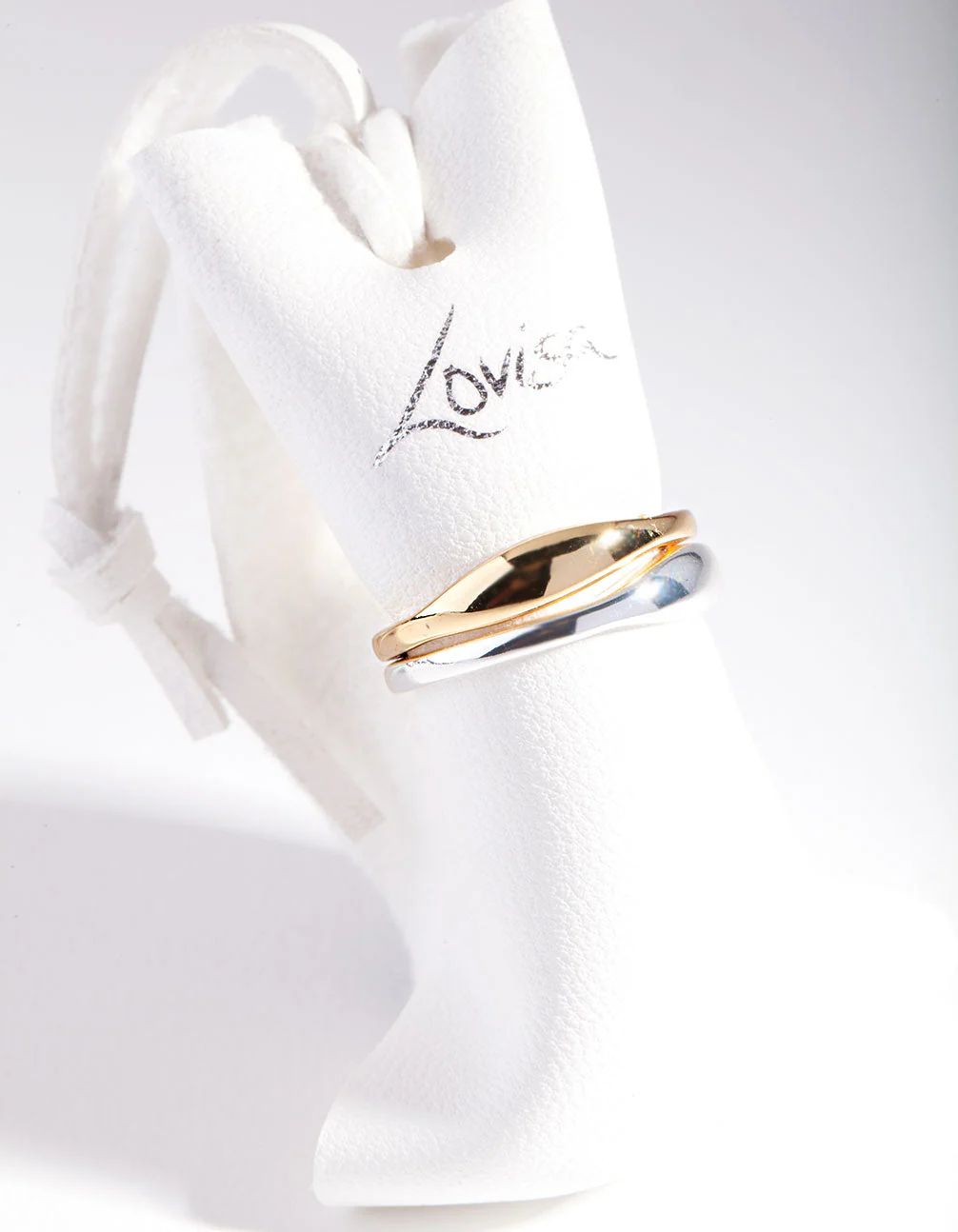 Silver & Gold Plated Wave Band Ring Set - Image 3