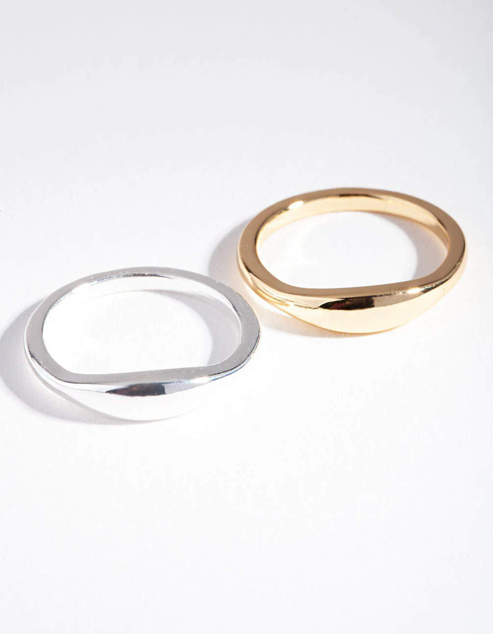 Silver & Gold Plated Wave Band Ring Set - Image 4