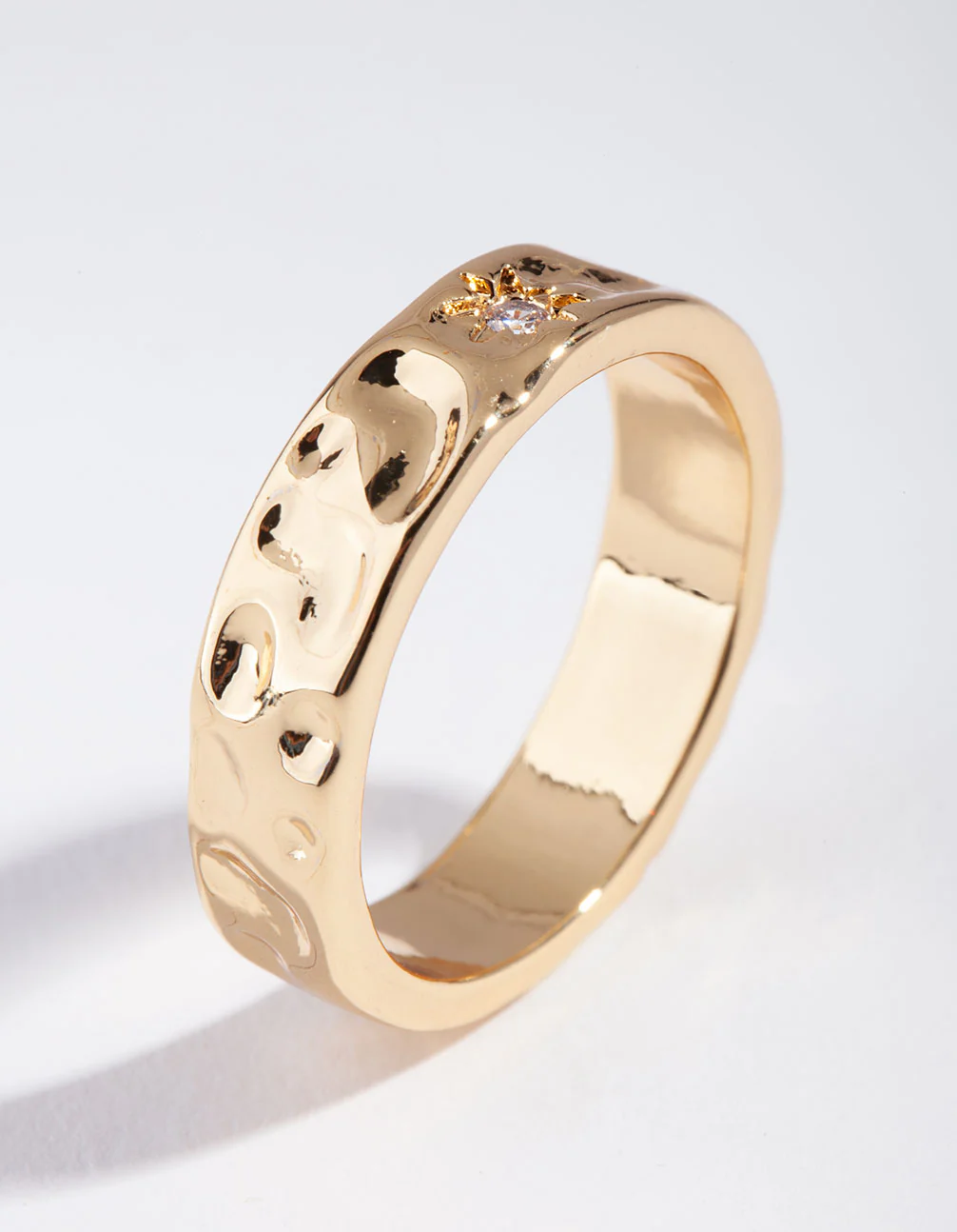 Gold Plated Molten Star Cubic Zirconia Ring - Image 2
