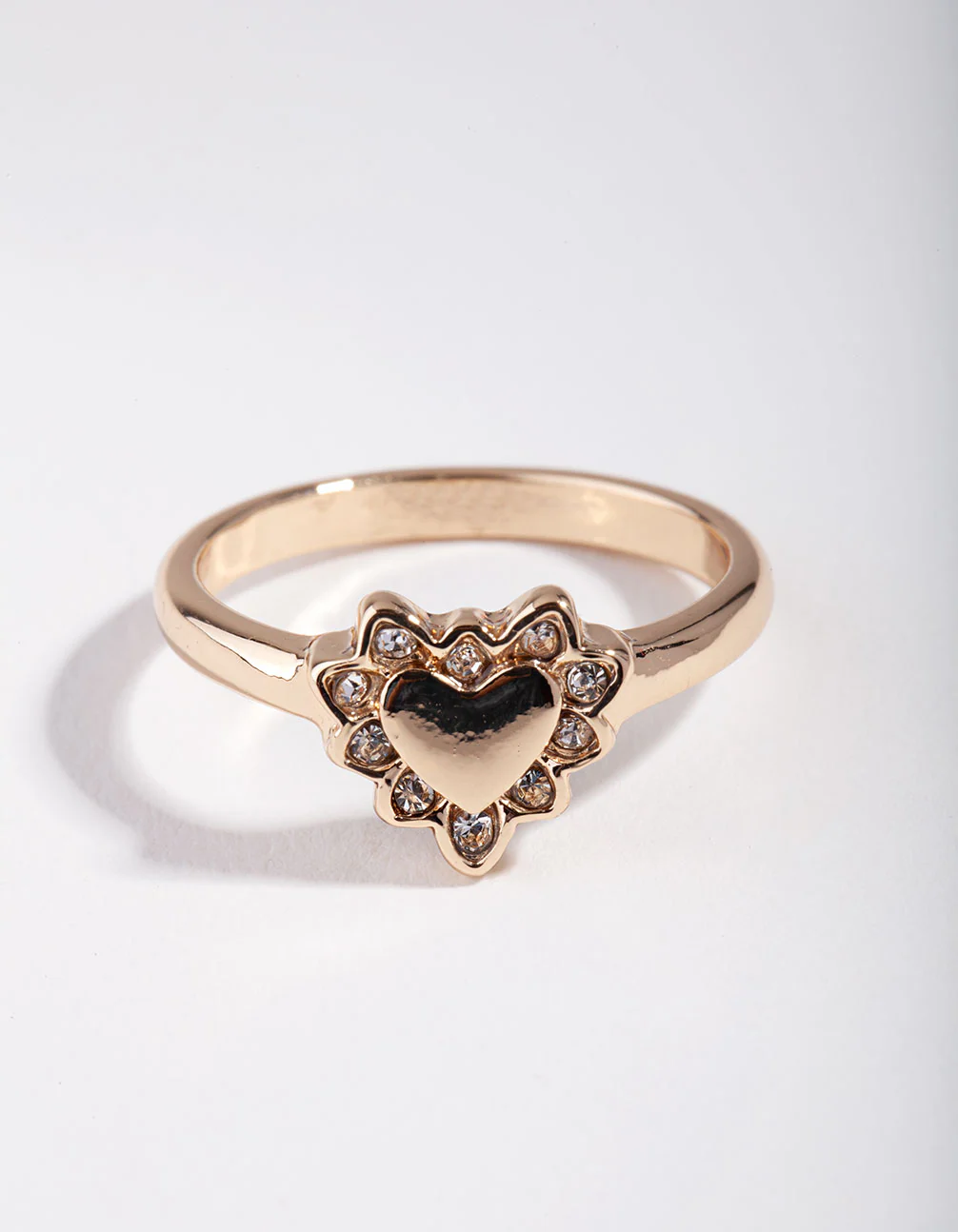 Gold Plated Heart Diamante Ring - Image 2