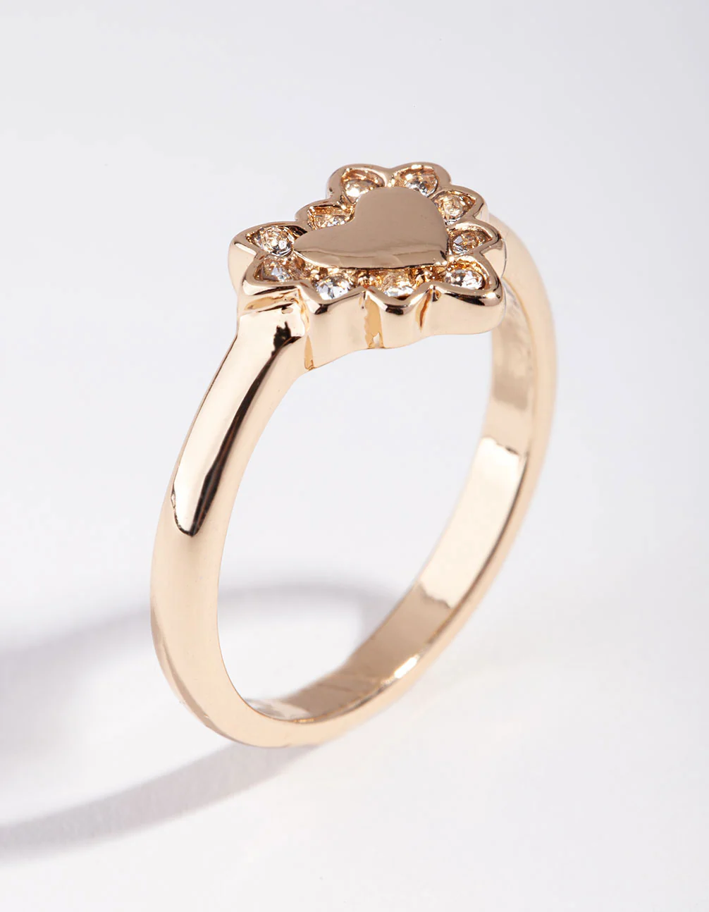 Gold Plated Heart Diamante Ring - Image 3