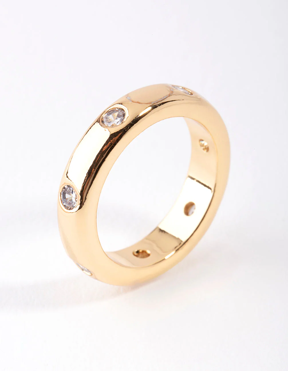 Gold Plated Mini Diamante Band Ring - Image 2