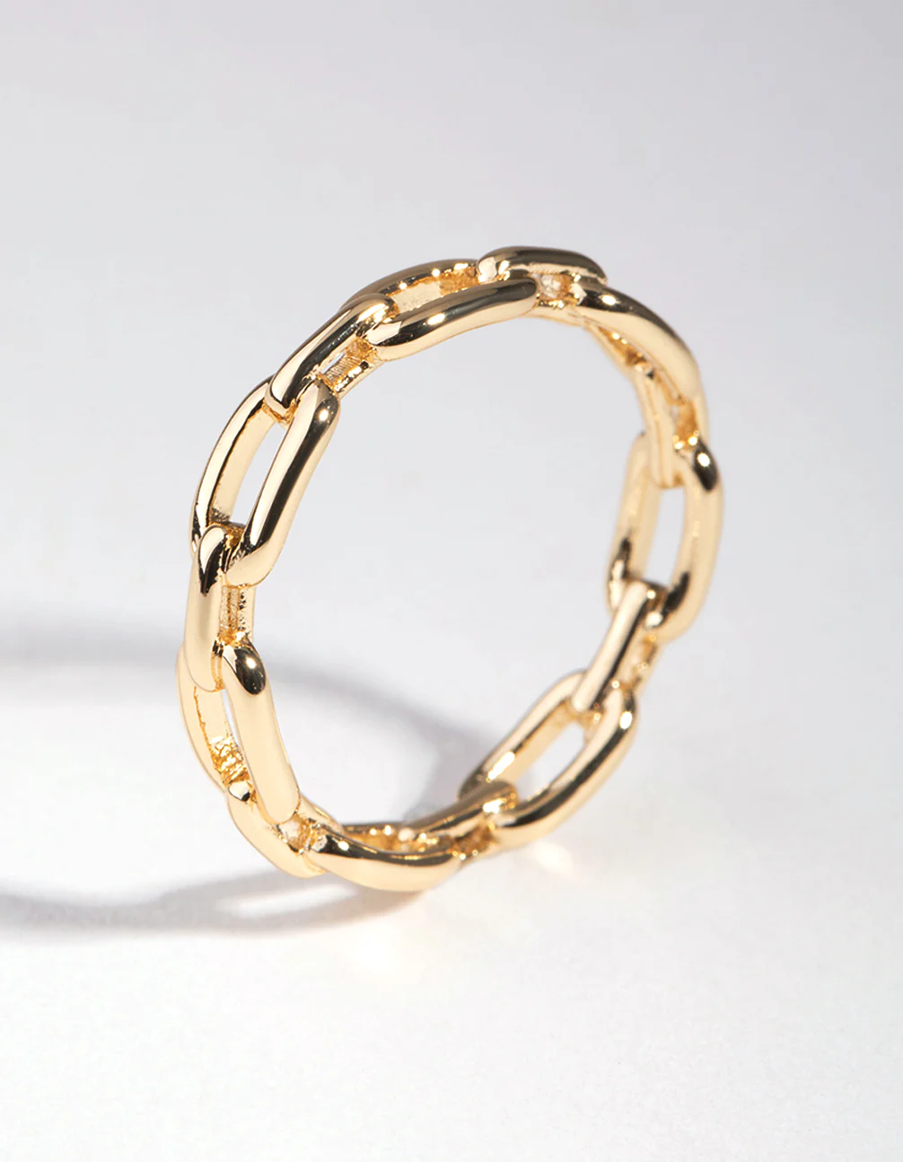 Gold Plated Skinny Rectangle Link Ring - Image 3