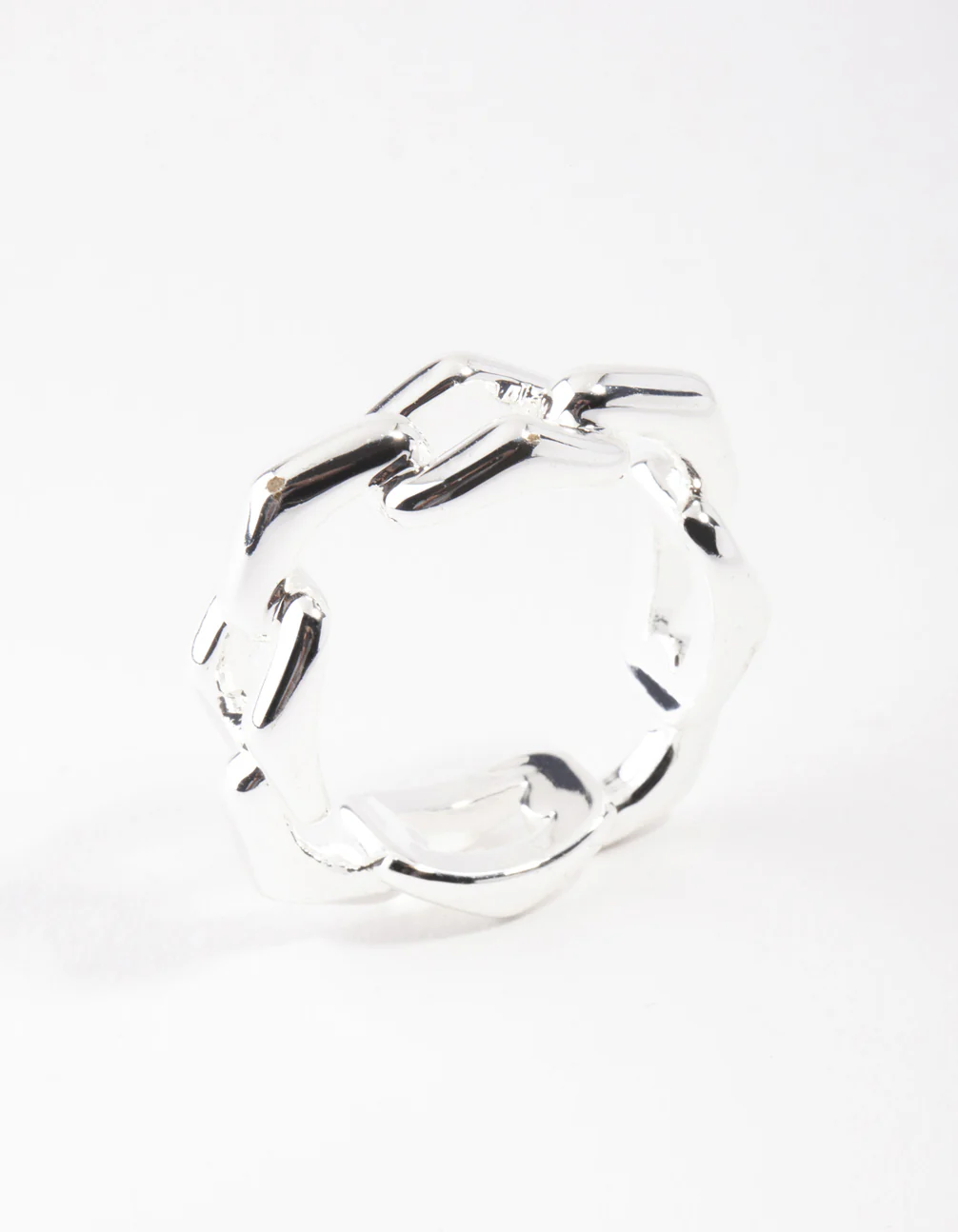 Silver Plated Rectangle Link Ring - Image 2