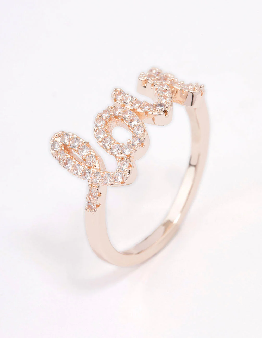 Rose Gold Plated Love Script Ring - Image 2
