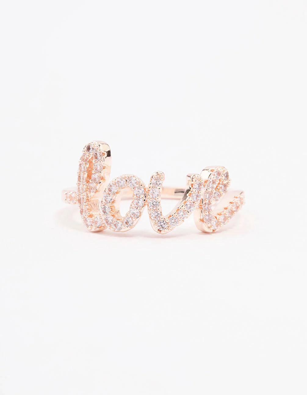 Rose Gold Plated Love Script Ring - Image 3