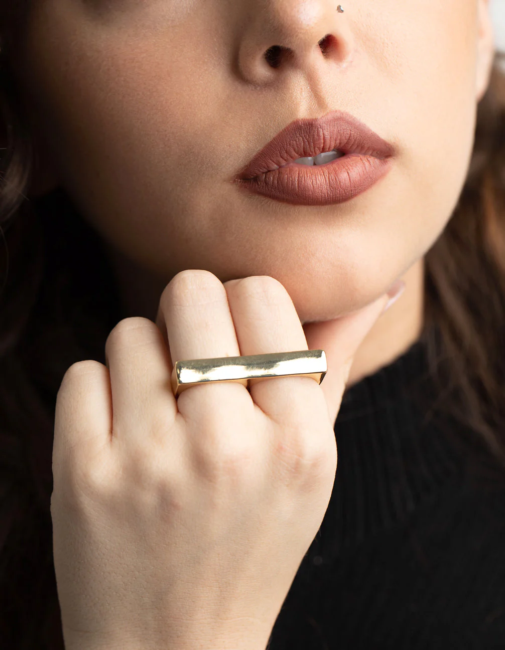 Gold Double Bar Ring - Image 2