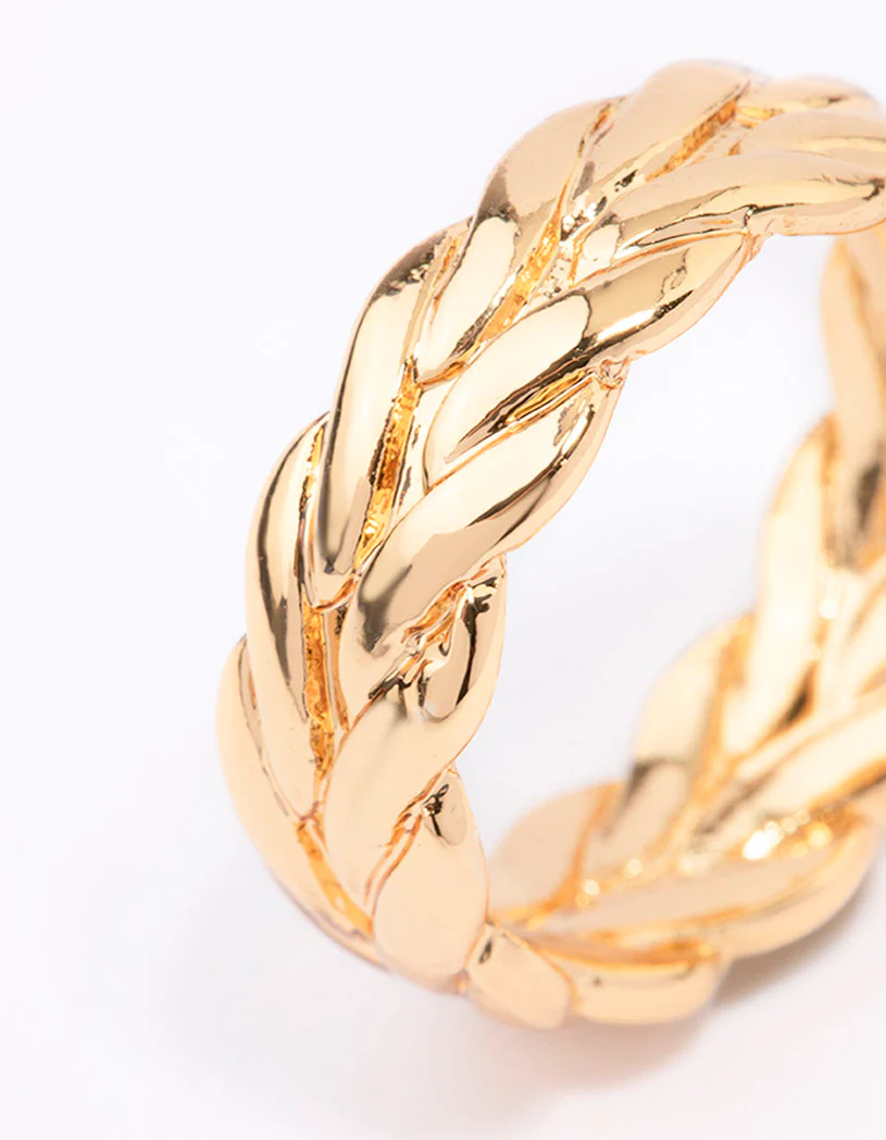 Gold Plated Leaf Band Ring - Image 3