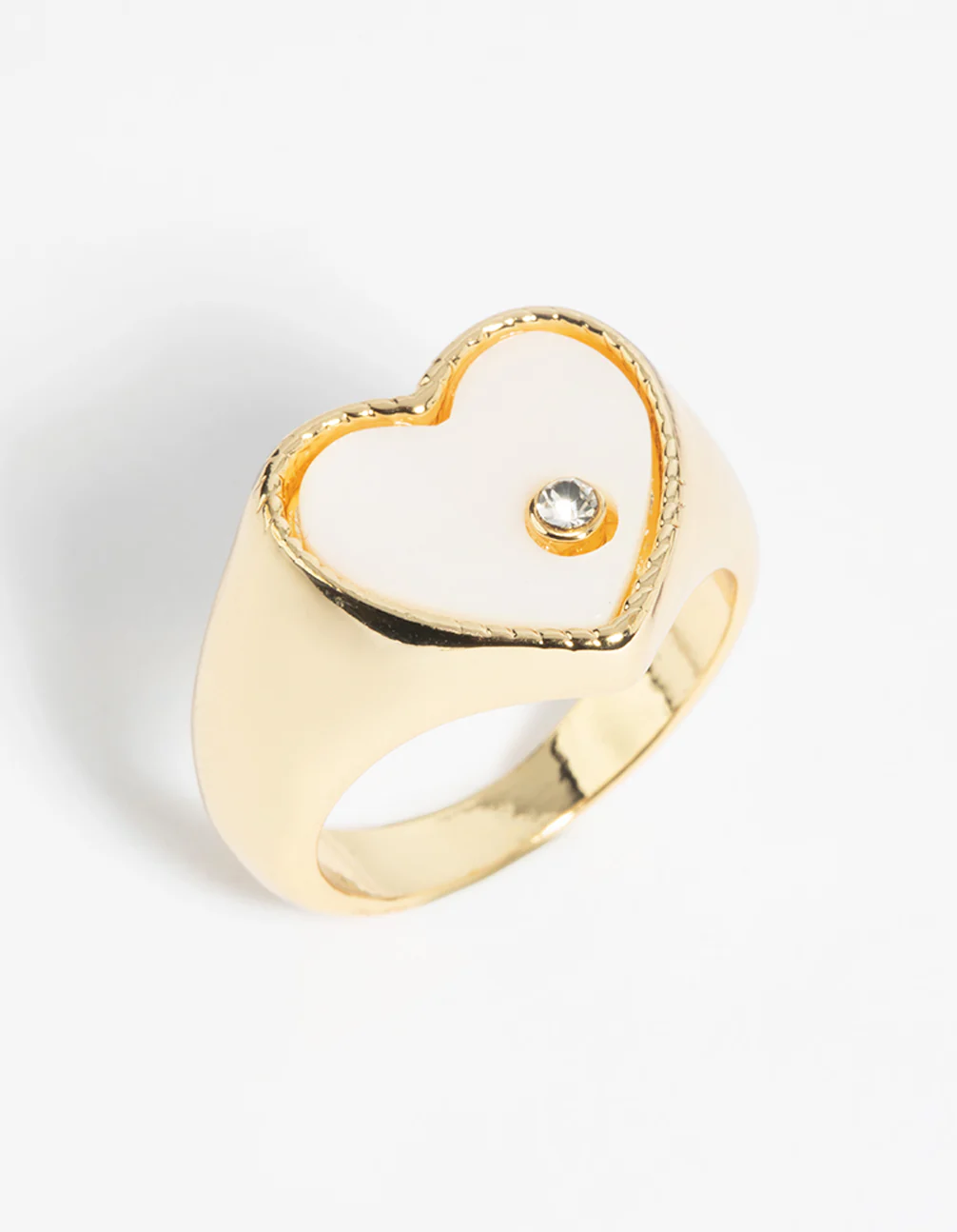 Mother of Pearl Heart Signet Ring - Image 2