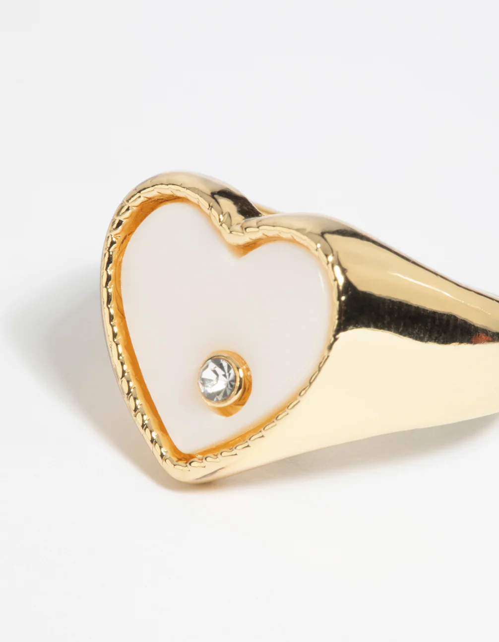 Mother of Pearl Heart Signet Ring - Image 3
