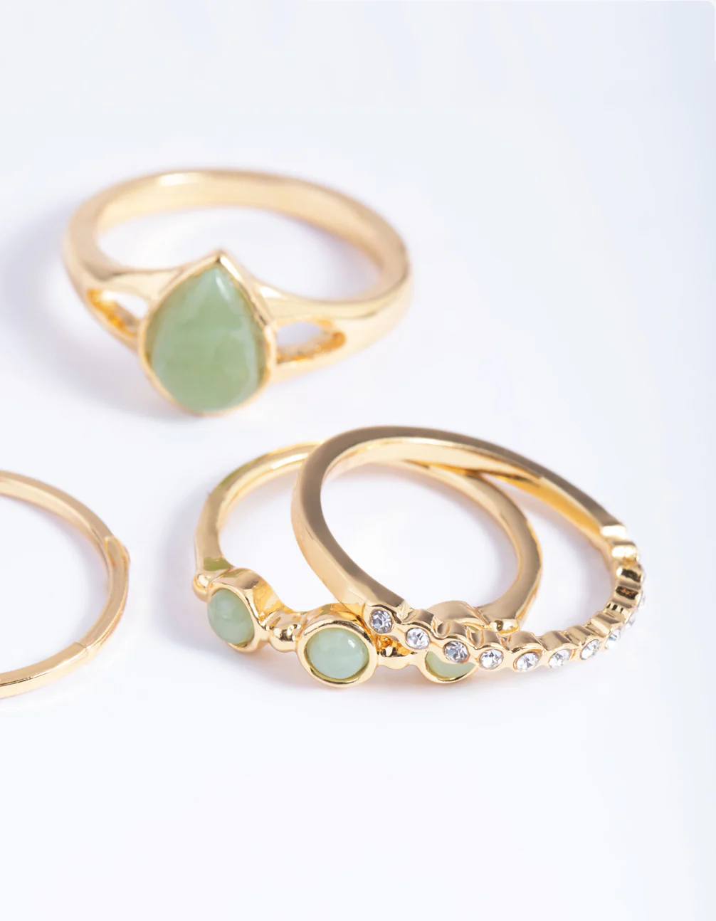 Gold Plated Diamante Pear Ring Stack Pack - Image 3