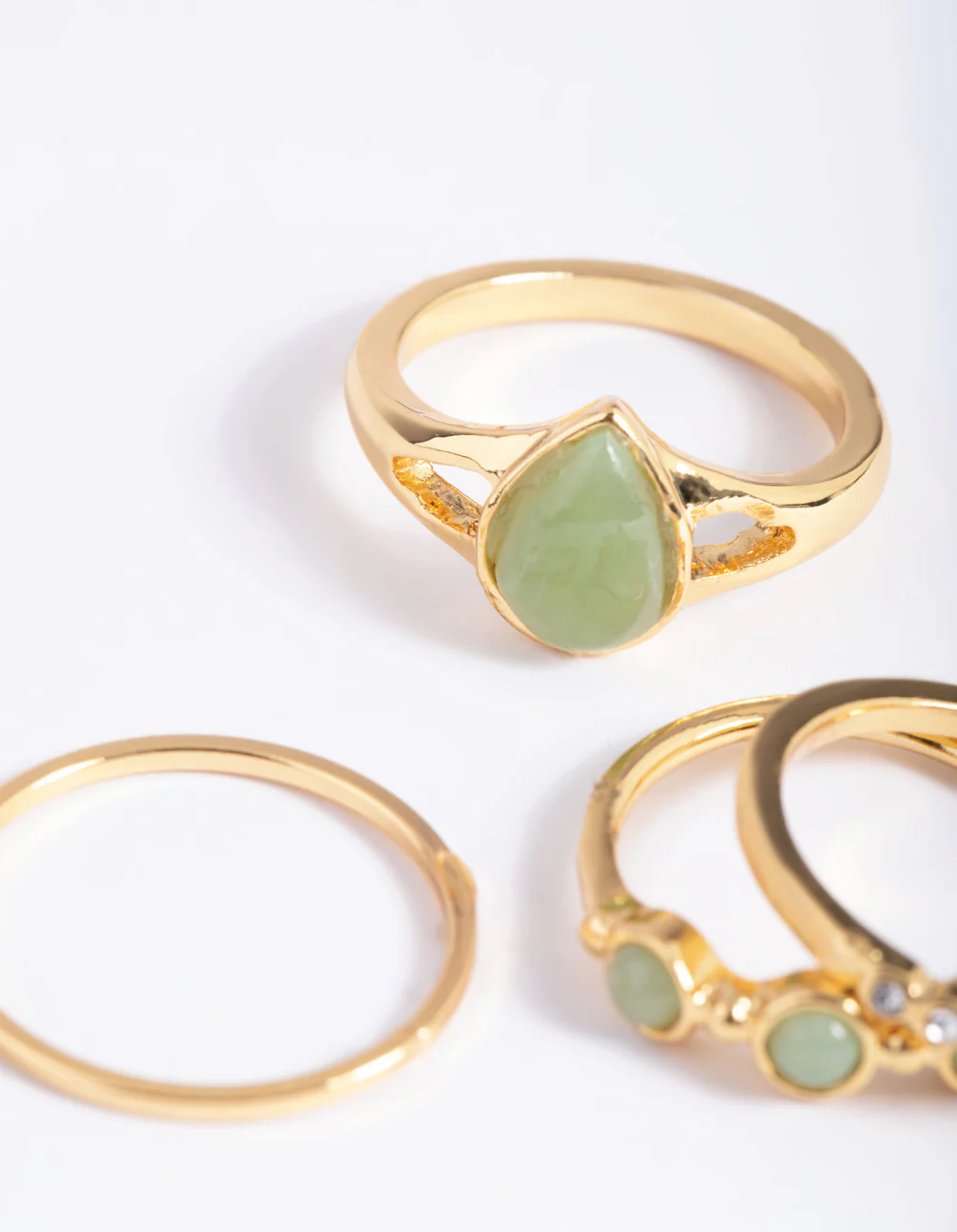 Gold Plated Diamante Pear Ring Stack Pack - Image 4