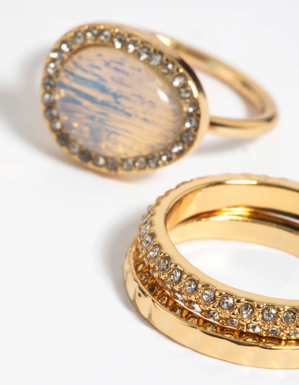 Gold Semi-Precious Stone Diamante Ring - Image 3