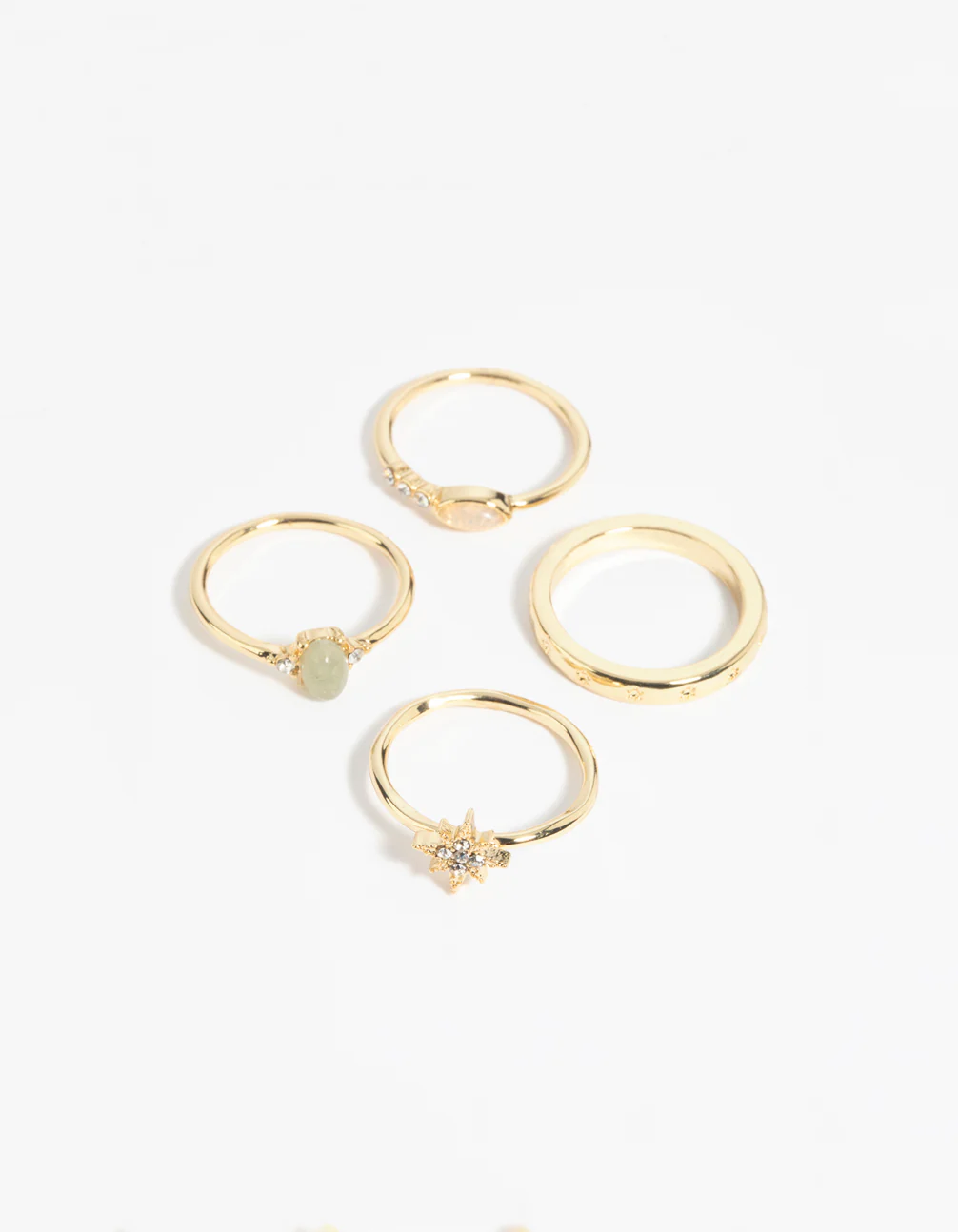 Gold Plated Semi-Precious Stone Ring Pack
