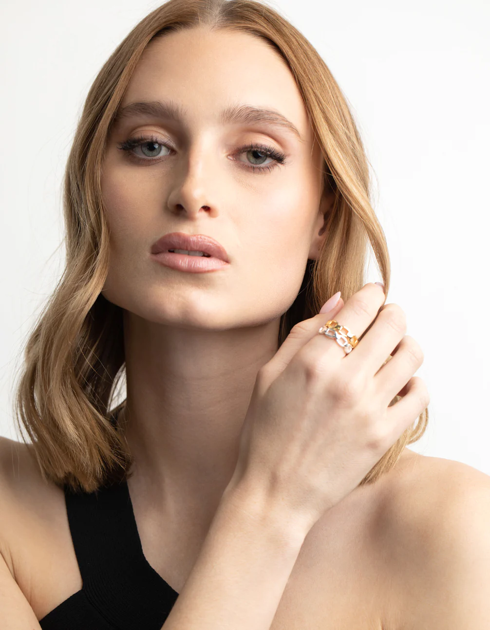 Gold Plated Double Chain Ring - Image 2