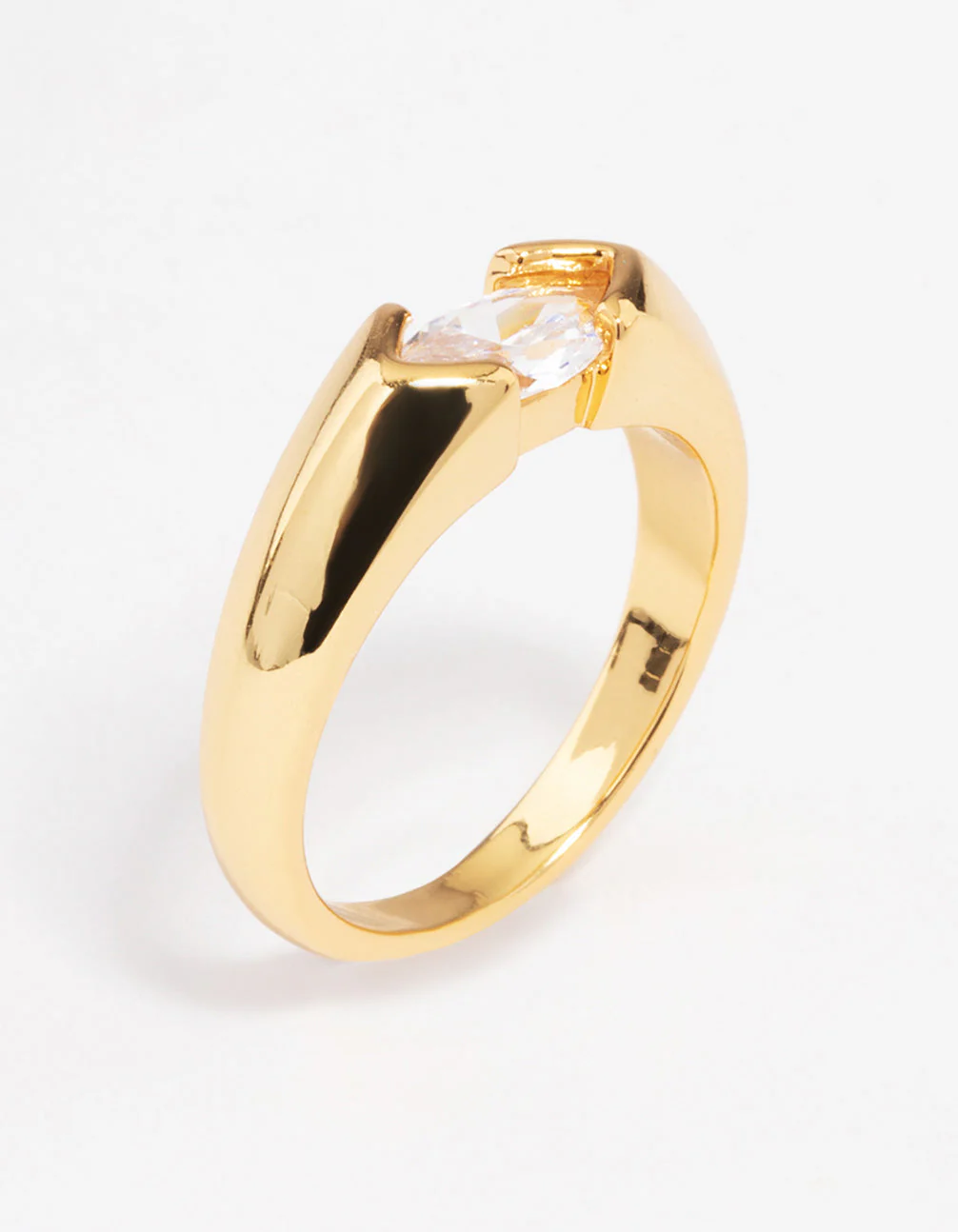 Gold Plated Statement Marquise Ring - Image 2