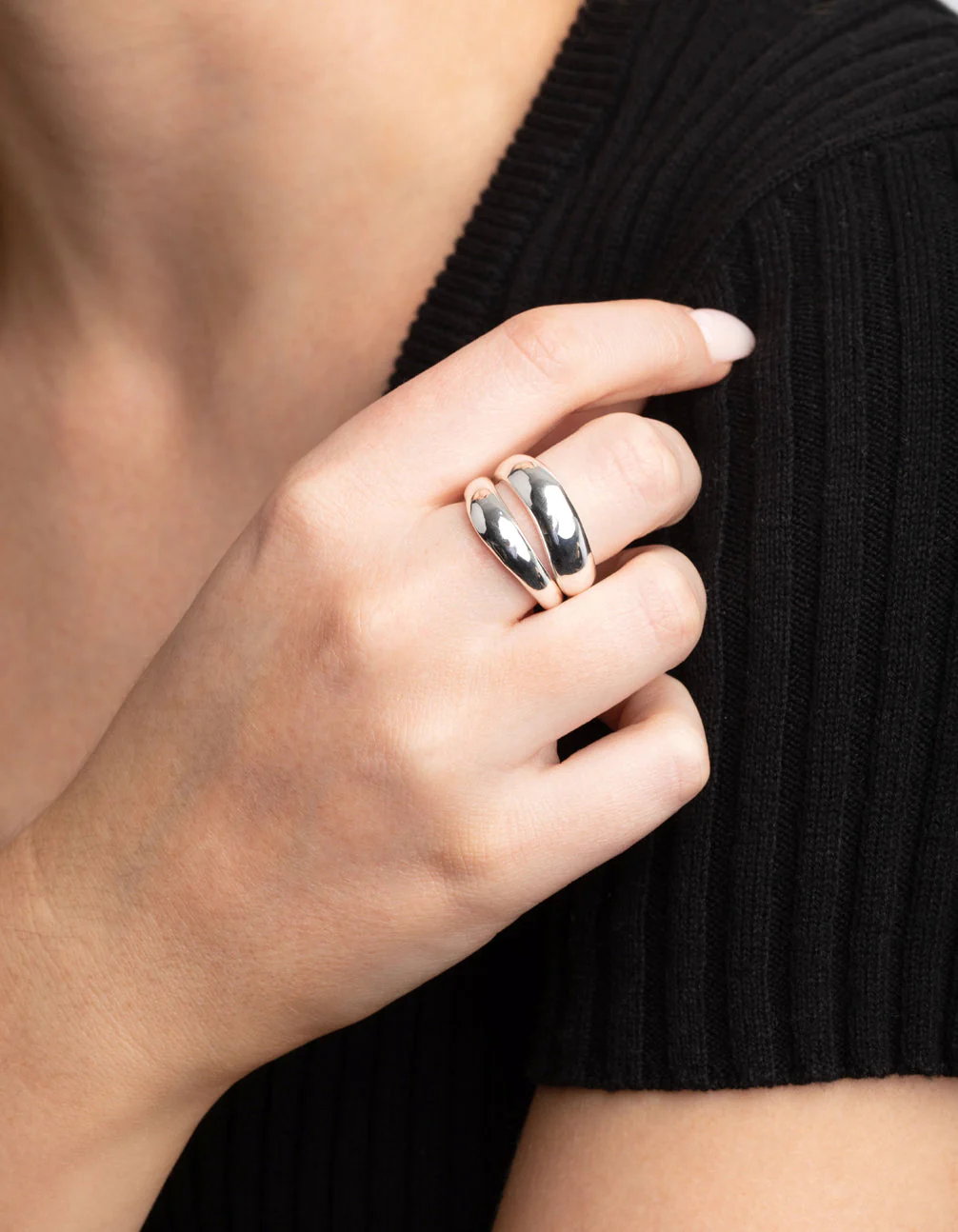 Silver Plated Irregular Ring Set - Image 2