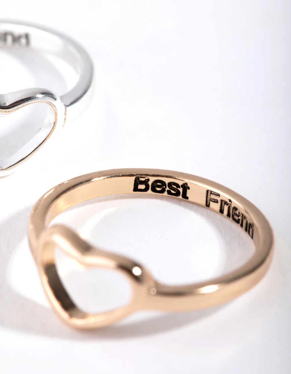 Mixed Metal Cut Out Heart Ring Set - Image 2