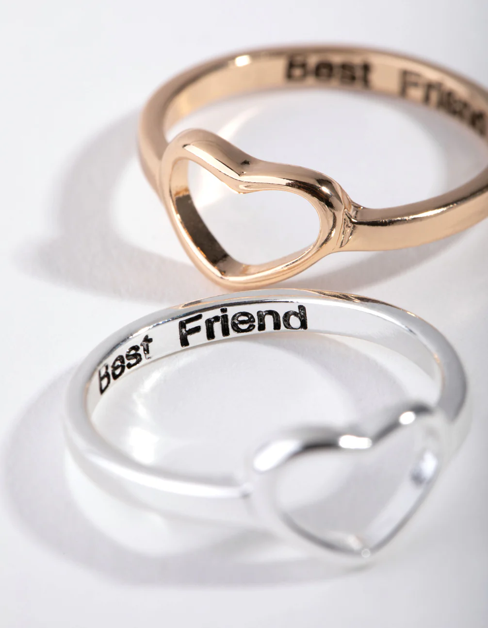 Mixed Metal Cut Out Heart Ring Set - Image 3