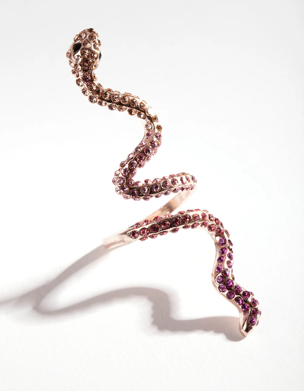 Rose Gold Elongated Diamante Snake Ring - Image 2