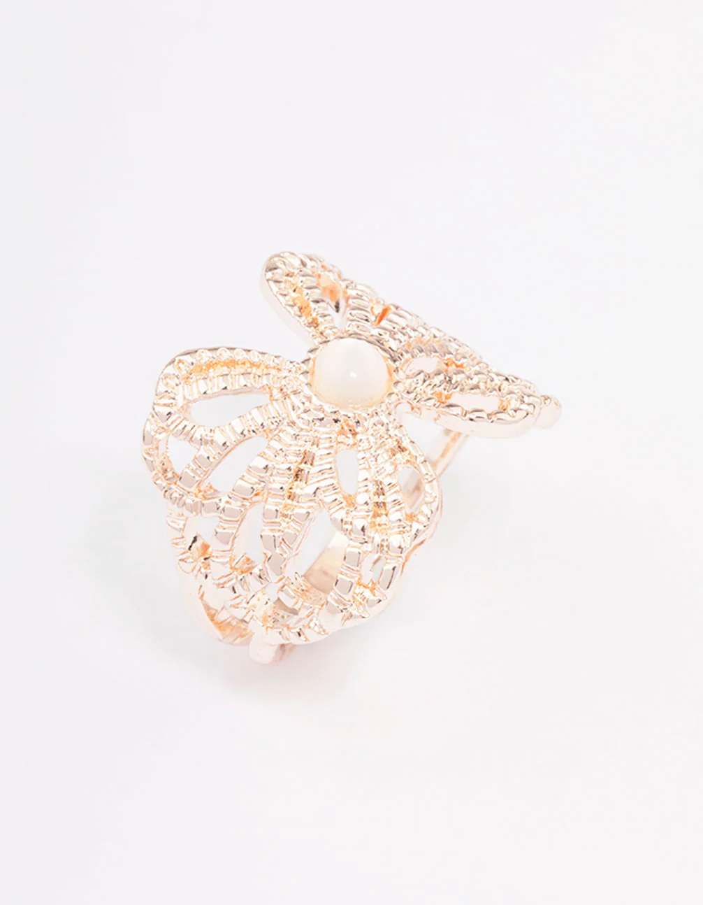 Rose Gold Butterfly Band Ring - Image 2