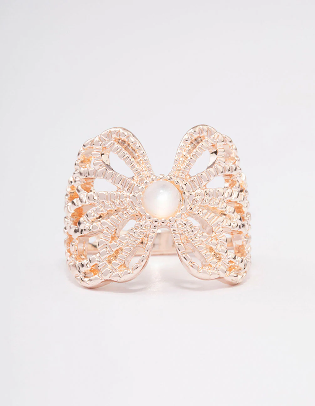 Rose Gold Butterfly Band Ring - Image 3