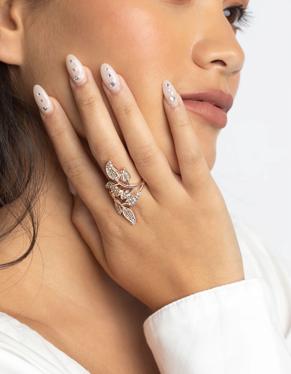 Rose Gold Diamante Petal Ring - Image 2