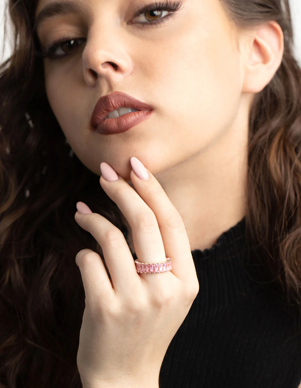 Rose Gold Pink Cubic Zirconia Ring - Image 5