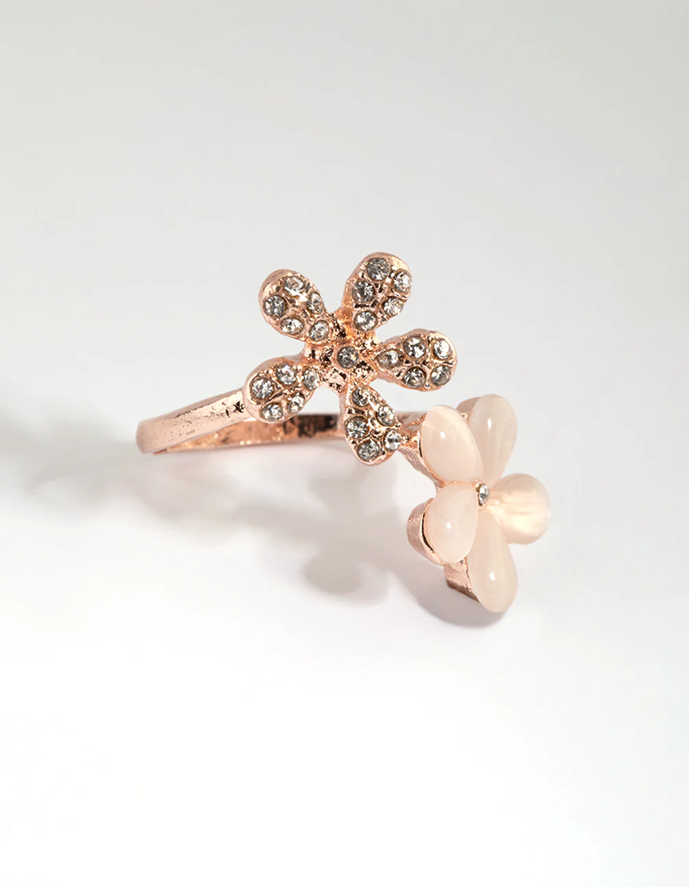 Rose Gold Diamante Flower Ring - Image 3
