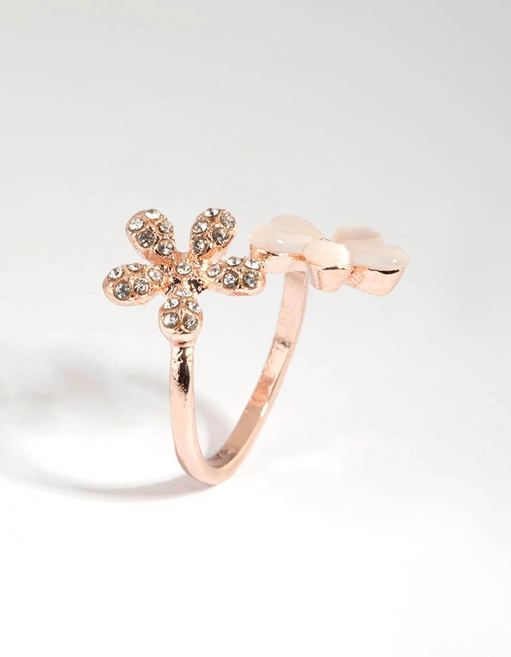 Rose Gold Diamante Flower Ring - Image 4