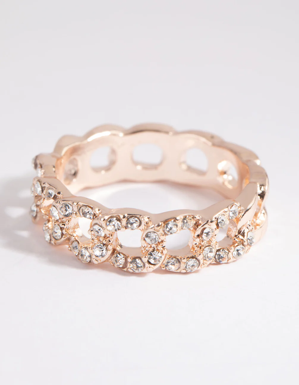 Rose Gold Diamante Link Ring - Image 2