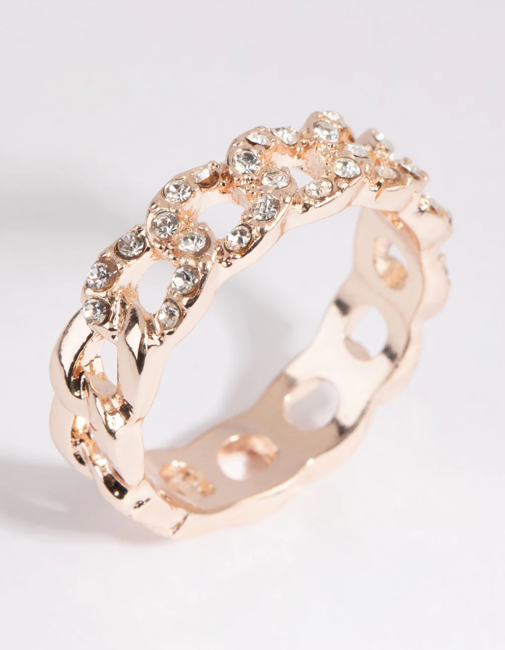 Rose Gold Diamante Link Ring - Image 3