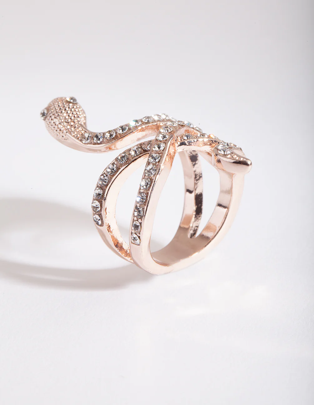 Rose Gold Diamante Snake Ring - Image 2