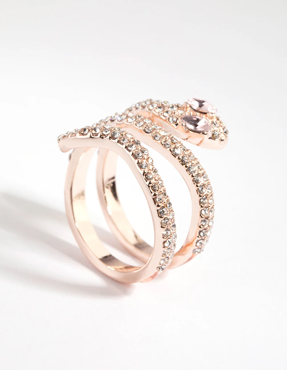 Rose Gold Diamante Snake Ring - Image 3
