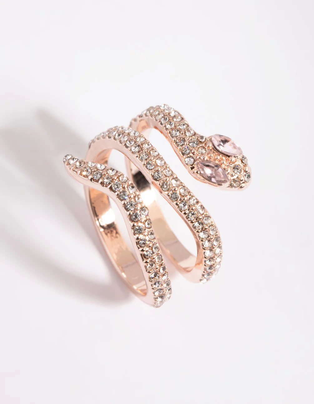 Rose Gold Diamante Snake Ring - Image 4