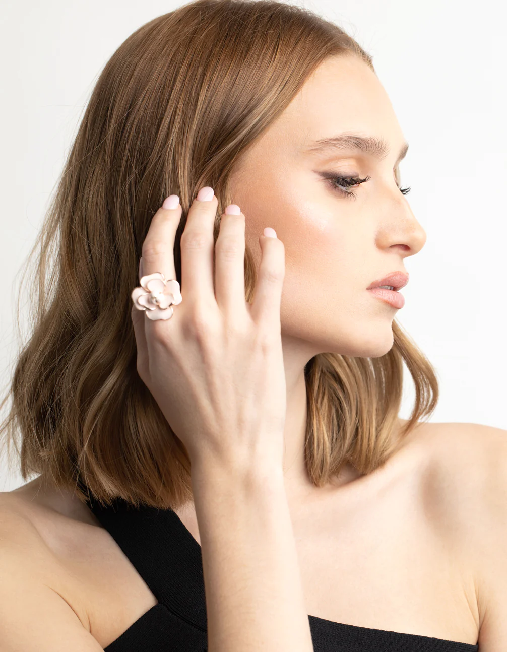 Rose Gold Blush Flower Ring - Image 2
