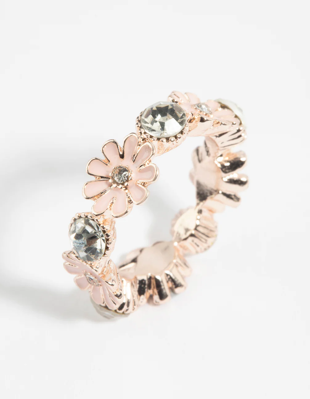 Rose Gold Flower & Diamante Ring - Image 2