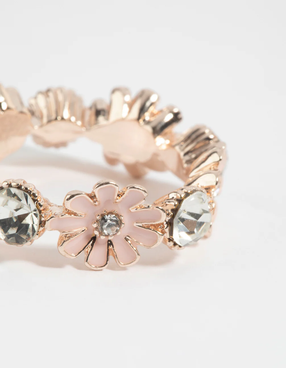 Rose Gold Flower & Diamante Ring - Image 3