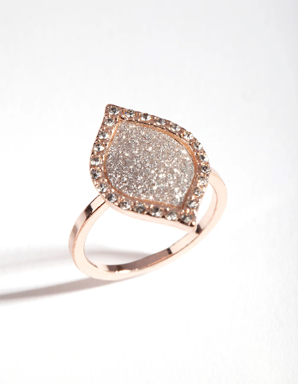 Rose Gold Glitter Leaf Shape Ring - Image 2