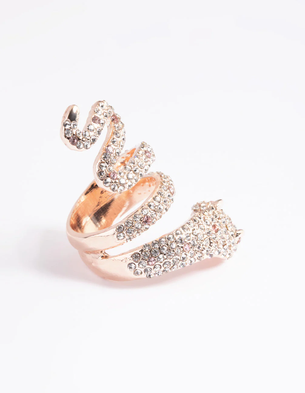 Rose Gold Diamante Snake Ring - Image 3