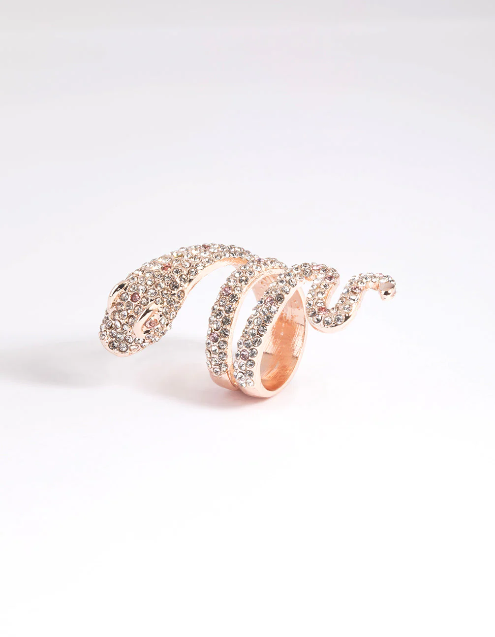 Rose Gold Diamante Snake Ring - Image 4